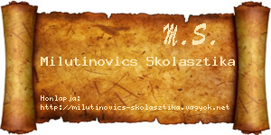 Milutinovics Skolasztika névjegykártya
